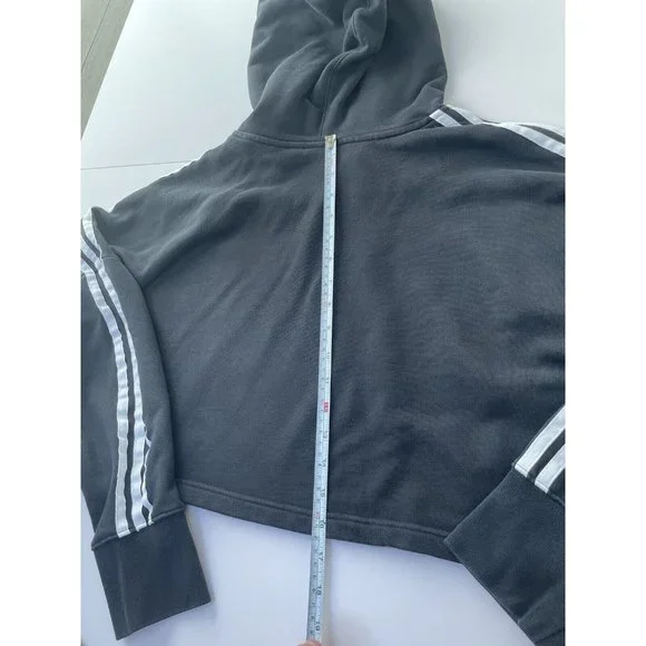 Adidas ADICOLOR CLASSICS CROP HOODIE M Black White Originals Cropped Trefoil - Picture 7 of 10